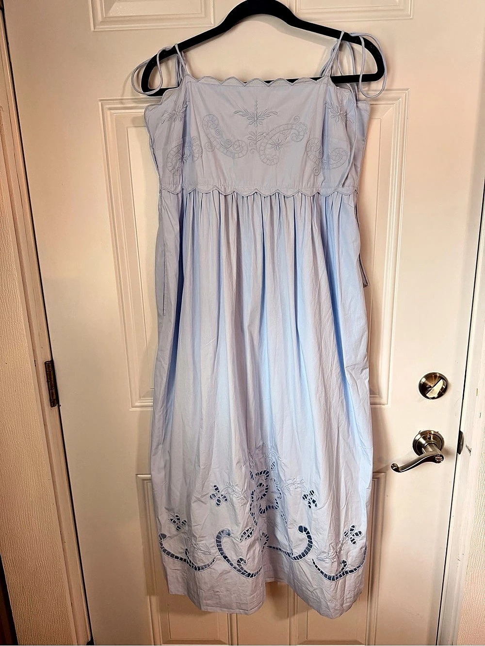 Free Assembly Blue Embroidered Maxi Dress Size Medium